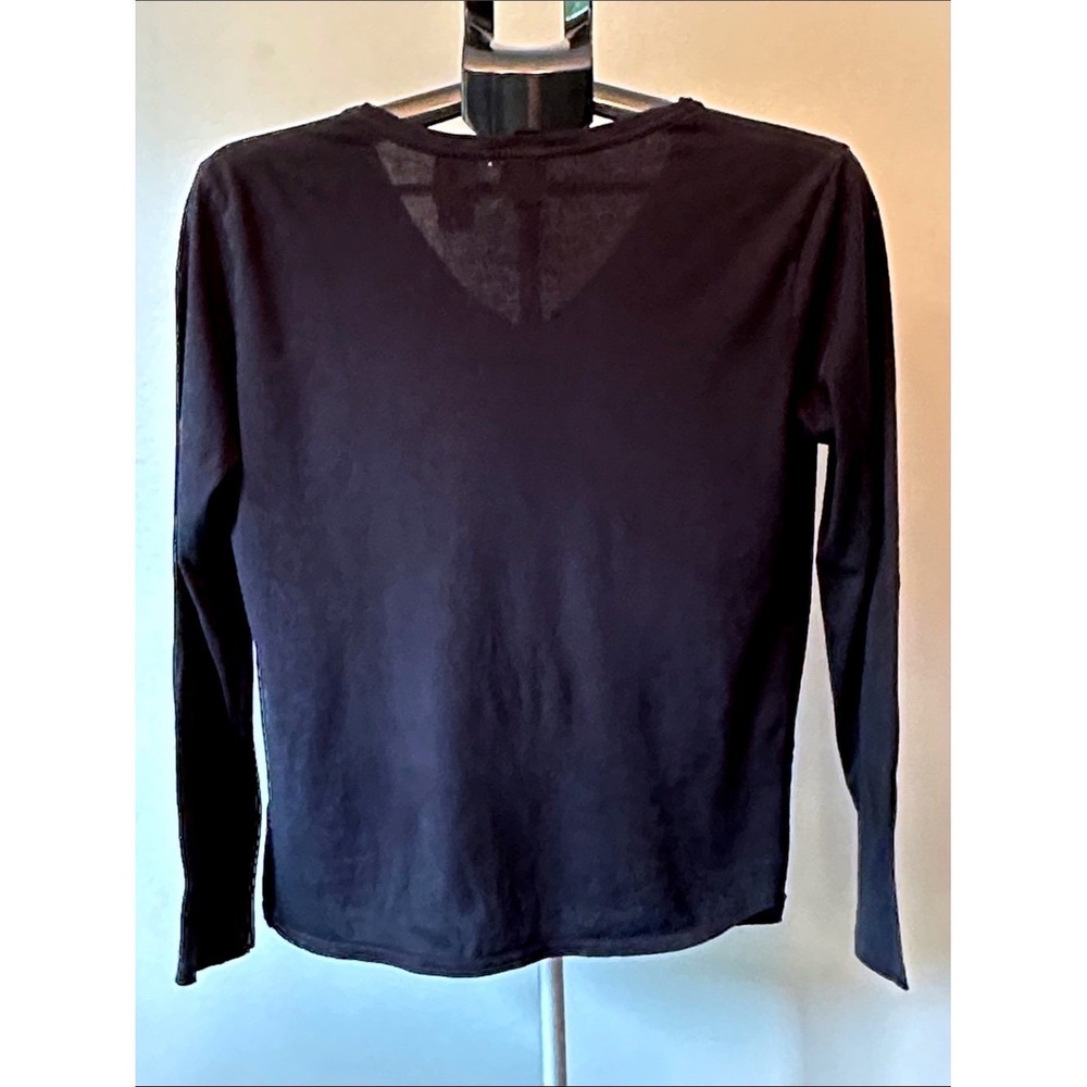 Ralph Lauren V-Neck Top Women Large Black Pima Cotton‎ Quiet Luxury Preppy Basic - Picture 2 of 9